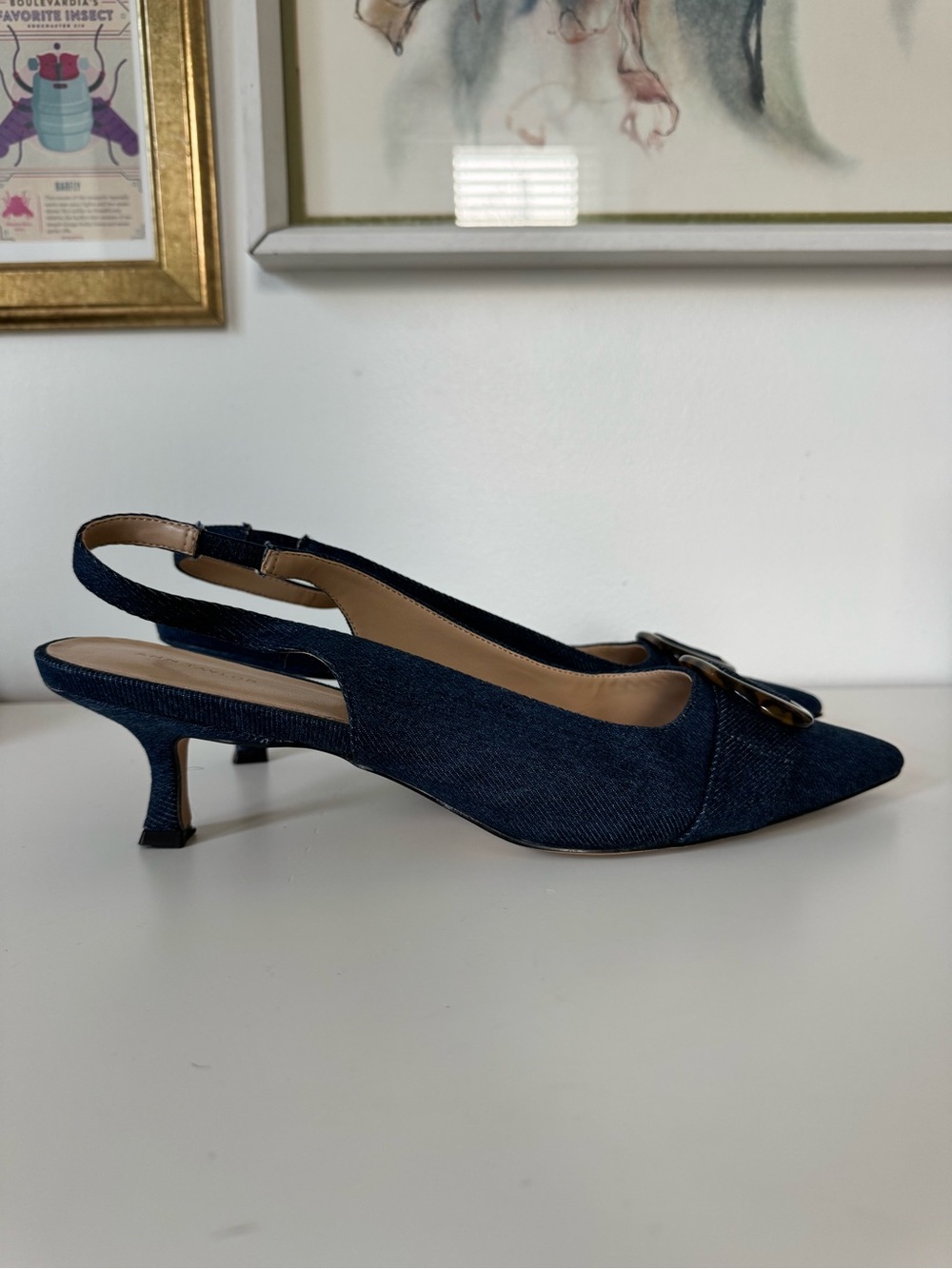 Ann Taylor - Size 10 - Denim Slingback Pumps - Picture 2 of 5